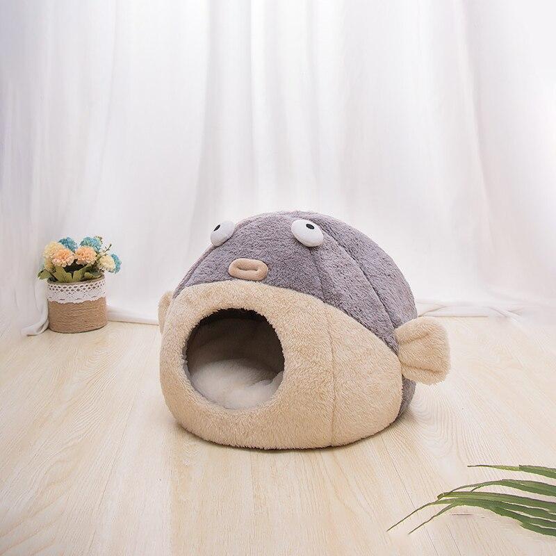 Kawaii Funny Pastel Pufferfish Cat Bed