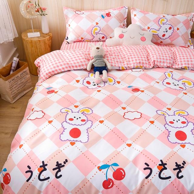 Kawaii Japanese Cherry Bunny Bedding Set