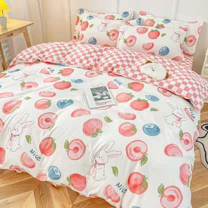 Kawaii Pastel Peach Bunny Bedding Set