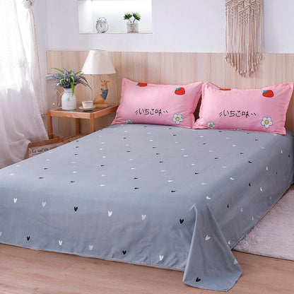 Kawaii Pink & Grey Strawberry Pattern Bedding Set