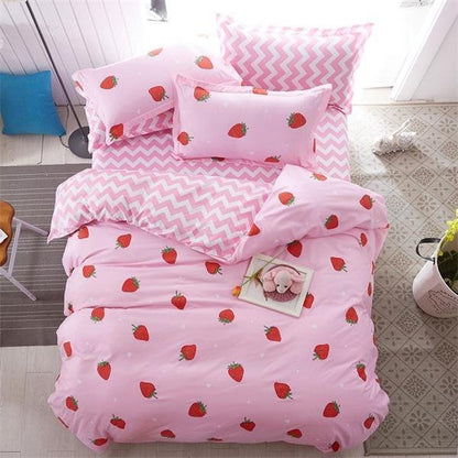 Kawaii Strawberry ZigZag Bedding Set