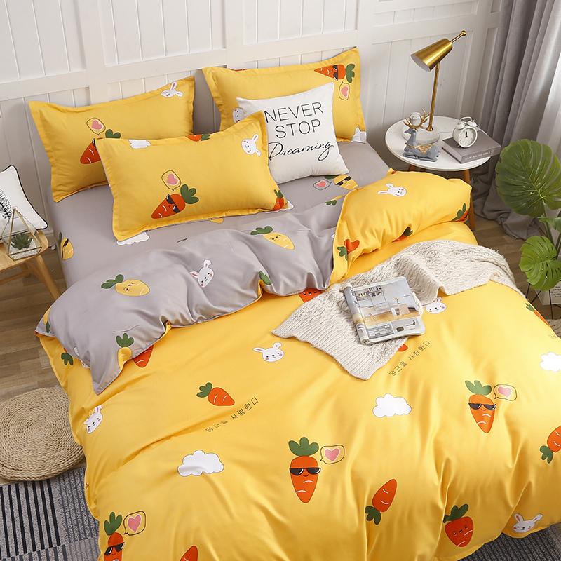 Korean Bunny and Carrot Print Supreme Polyester Bedding Set