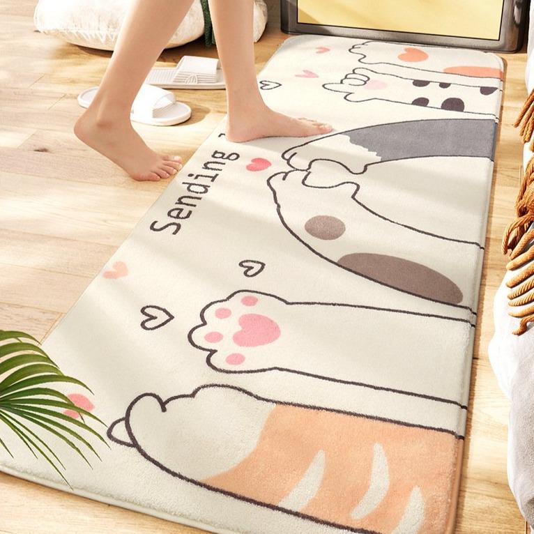 Long Fluffy Kawaii Kitty Cat Bedroom Rugs