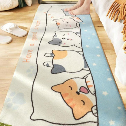 Long Fluffy Kawaii Kitty Cat Bedroom Rugs