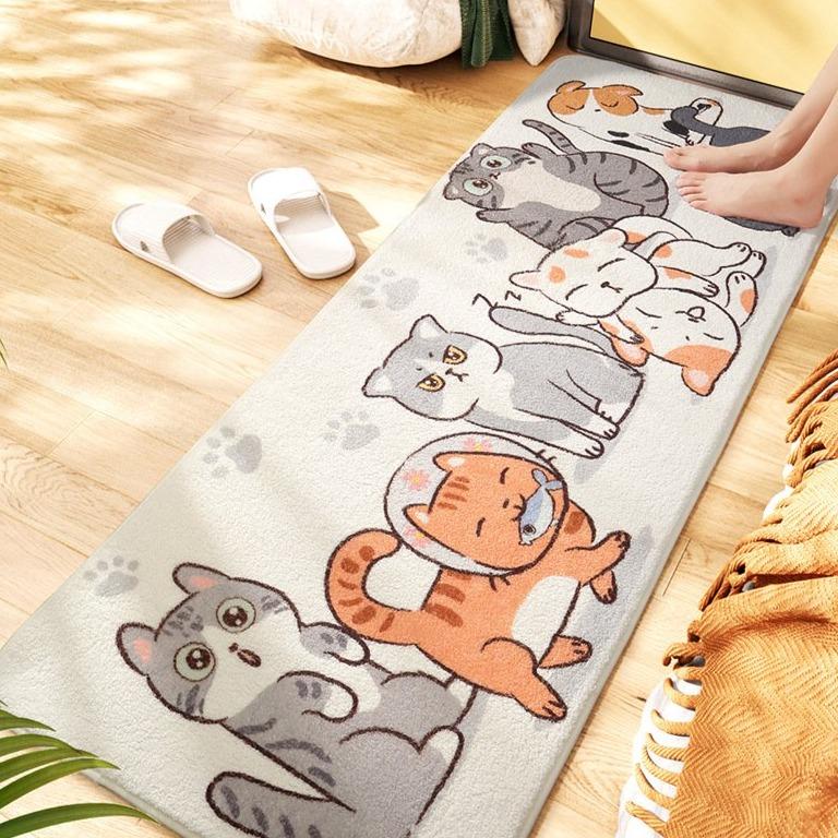 Long Fluffy Kawaii Kitty Cat Bedroom Rugs