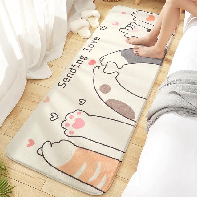 Long Fluffy Kawaii Kitty Cat Bedroom Rugs