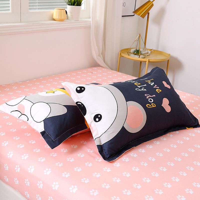 Navy Blue & Pink Puppy Print Bedding Set