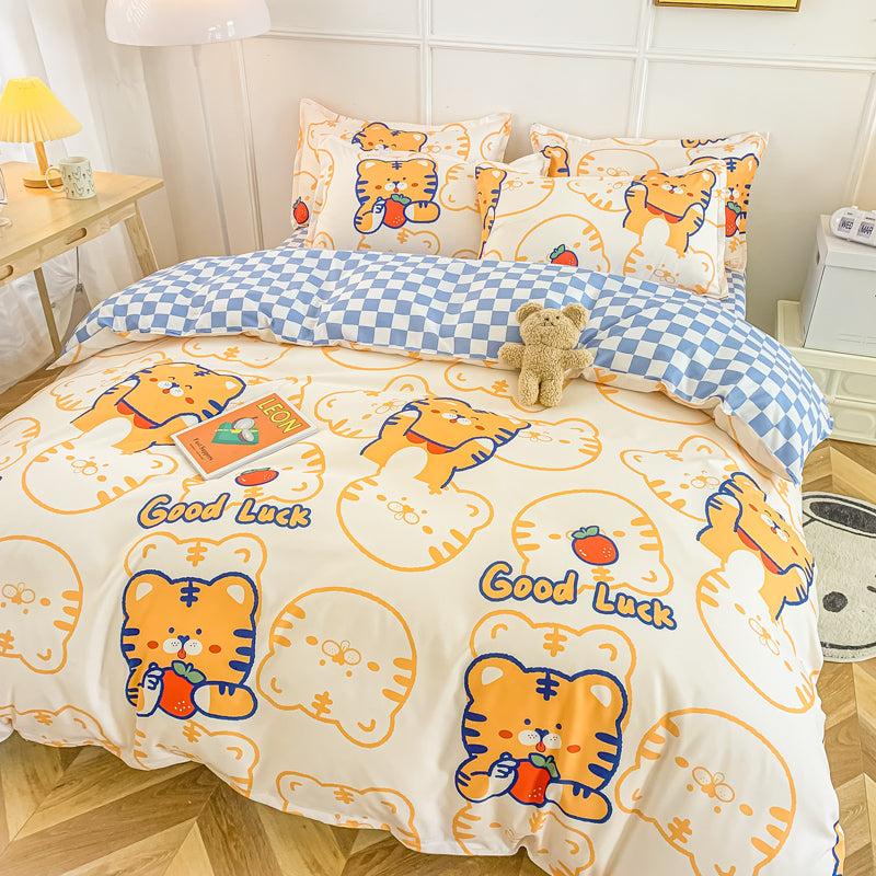 Orange Tiger & Blue Bear Bedding Set