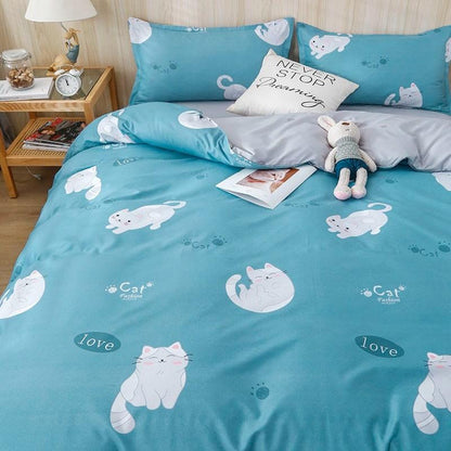 Purretty Cute Cat Blue Bedding Sets