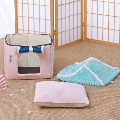 Sakura Temple Pink Green Shrine Cat Dog Bed Hideout House