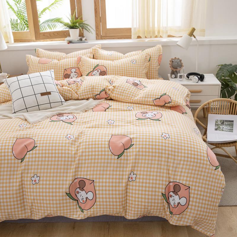 Sweet Strawberry and Cute Peach Print Bedding Set