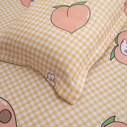 Sweet Strawberry and Cute Peach Print Bedding Set