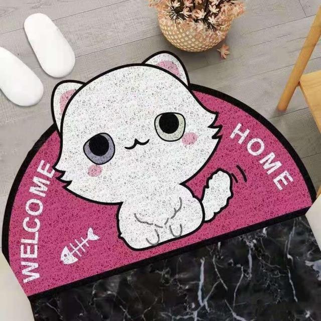 Welcome Home Kitty Cat Semi Circle Shape Mat