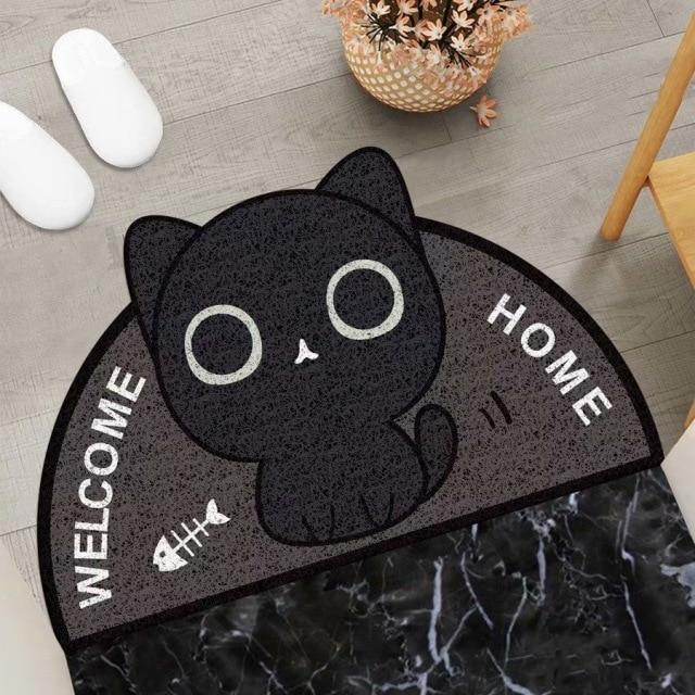 Welcome Home Kitty Cat Semi Circle Shape Mat