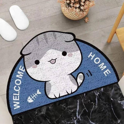 Welcome Home Kitty Cat Semi Circle Shape Mat