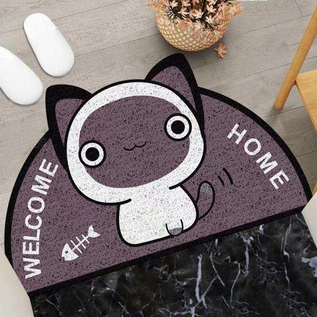 Welcome Home Kitty Cat Semi Circle Shape Mat