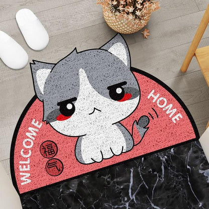 Welcome Home Kitty Cat Semi Circle Shape Mat