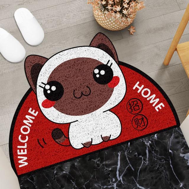 Welcome Home Kitty Cat Semi Circle Shape Mat