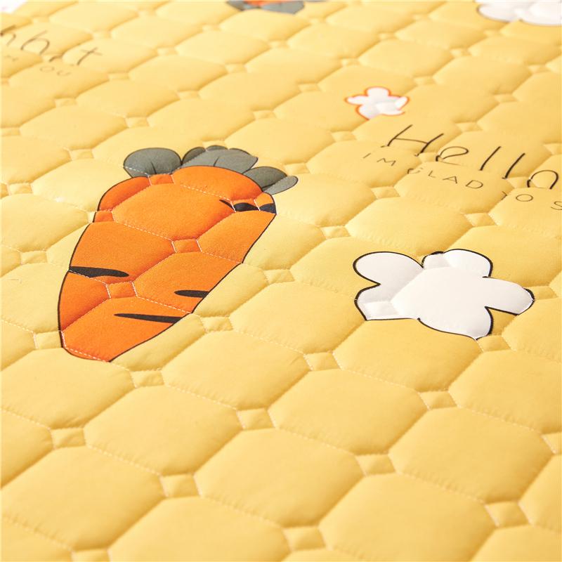 Yellow Carrot Bunnies Quilted Fitted Bedsheet