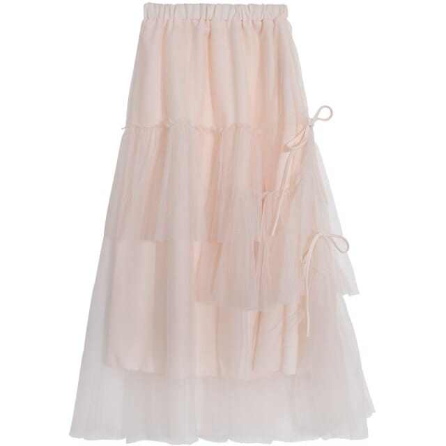 Korean Style Midi Mesh Skirt