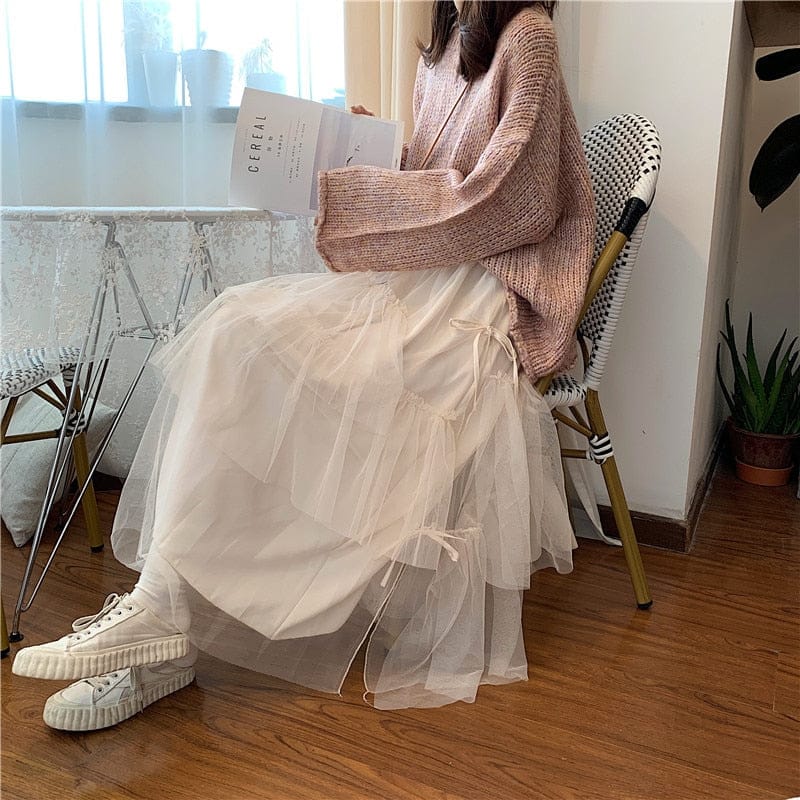 Korean Style Midi Mesh Skirt