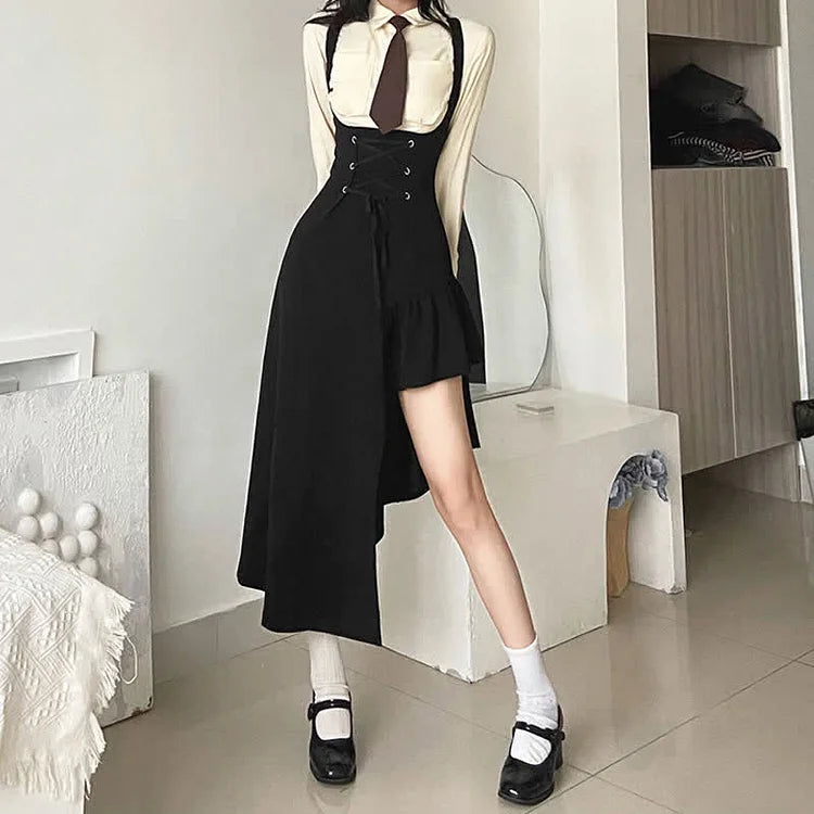 Chic JK Fashion: Tie Polo T-Shirt Suspender Dress