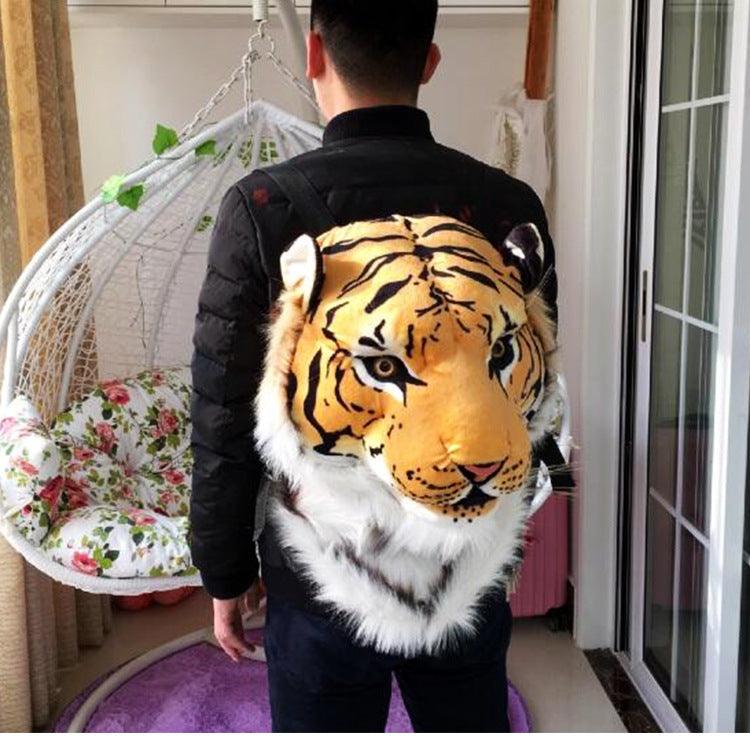 Realistic Lion and Tiger Head Plush Backpacks