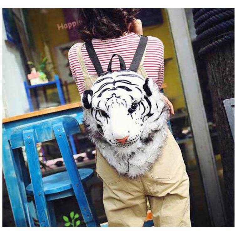 Realistic Lion and Tiger Head Plush Backpacks