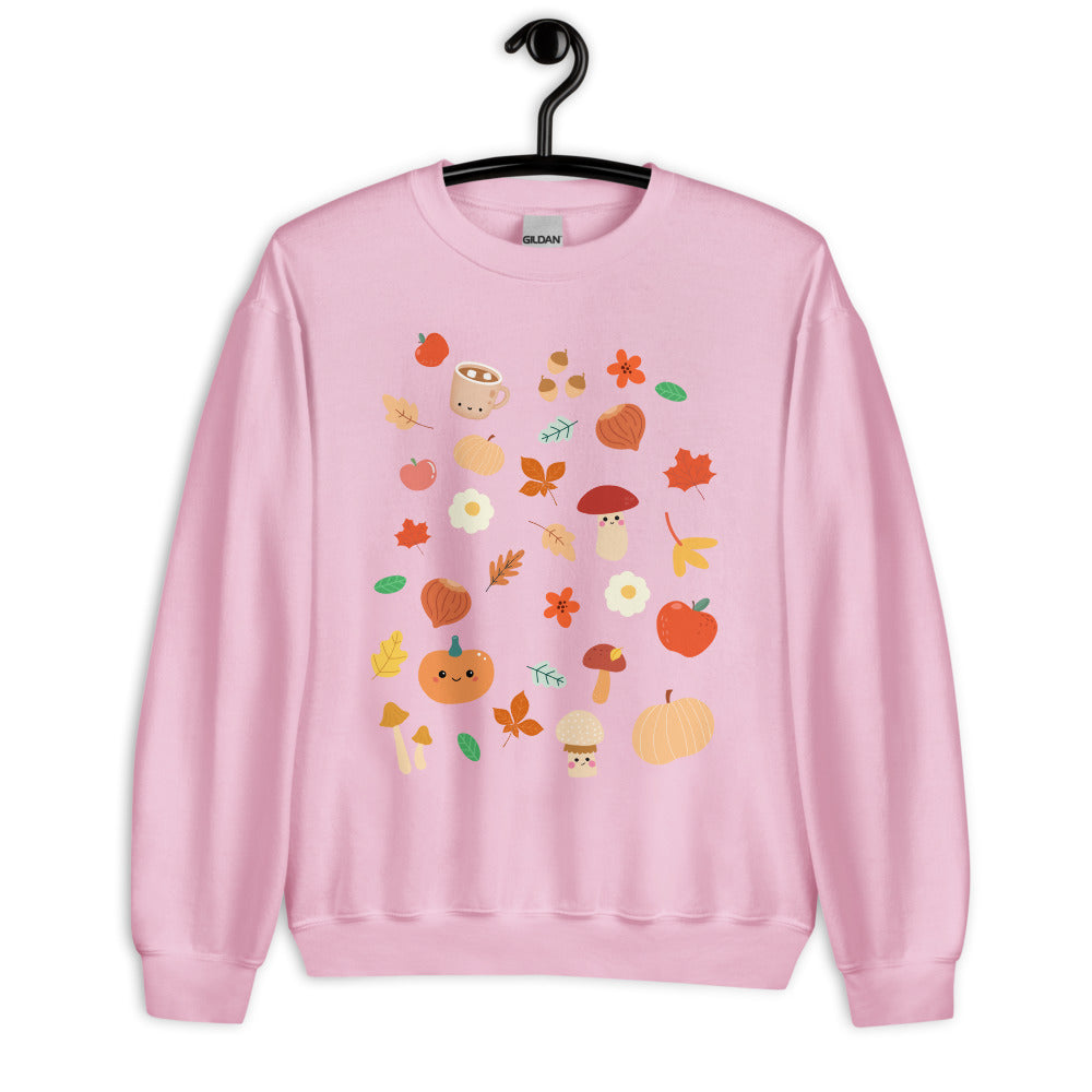 Cozy Fall Kawaii Print Sweater