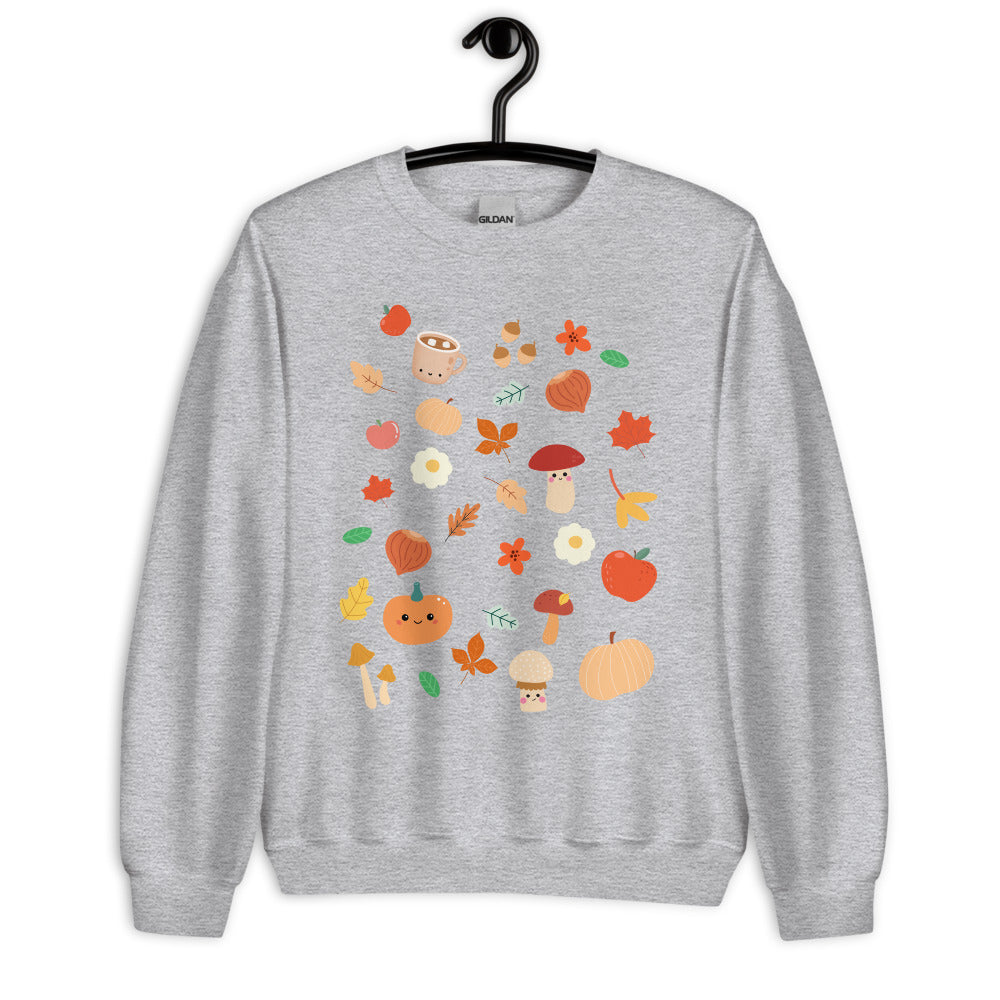 Cozy Fall Kawaii Print Sweater