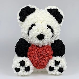 XL Panda Teddy with Heart-Shaped Enchanted Rose (2 Designs)