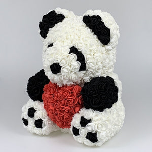 XL Panda Teddy with Heart-Shaped Enchanted Rose (2 Designs)