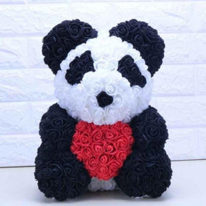 XL Panda Teddy with Heart-Shaped Enchanted Rose (2 Designs)