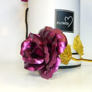 12 Galaxy Roses in a Round Suede Box with a 3D Pop Up Gift Card