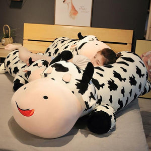 Lovable Cute Cow Calf Pillow Plushie - A Snuggly Animal Companion (Choose from 3 Sizes)