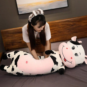 Lovable Cute Cow Calf Pillow Plushie - A Snuggly Animal Companion (Choose from 3 Sizes)