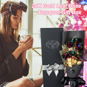 Valentine's Day Surprise: 24k Gold Galaxy Rose Flower Bouquet for Your Wife or Mom