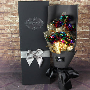 Valentine's Day Surprise: 24k Gold Galaxy Rose Flower Bouquet for Your Wife or Mom