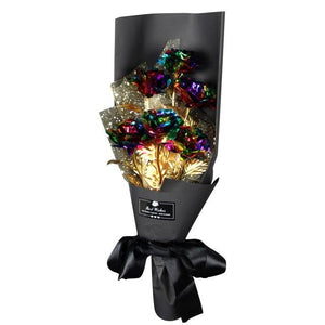 Valentine's Day Surprise: 24k Gold Galaxy Rose Flower Bouquet for Your Wife or Mom