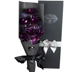 Valentine's Day Surprise: 24k Gold Galaxy Rose Flower Bouquet for Your Wife or Mom