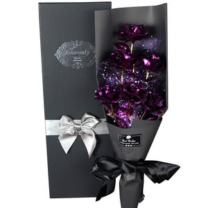 Valentine's Day Surprise: 24k Gold Galaxy Rose Flower Bouquet for Your Wife or Mom