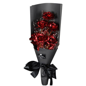 Valentine's Day Surprise: 24k Gold Galaxy Rose Flower Bouquet for Your Wife or Mom