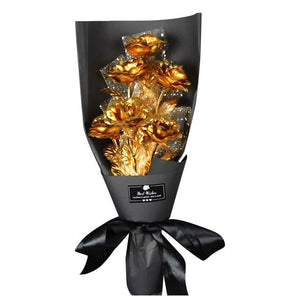 Valentine's Day Surprise: 24k Gold Galaxy Rose Flower Bouquet for Your Wife or Mom