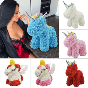 Giant Standing Unicorn Rose Bear - 5 Colors