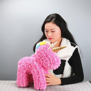 Giant Standing Unicorn Rose Bear - 5 Colors