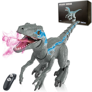 Grey Velociraptor Robot Dinosaur with Remote Control