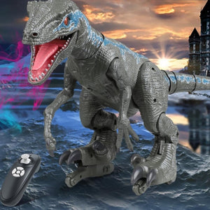 Grey Velociraptor Robot Dinosaur with Remote Control