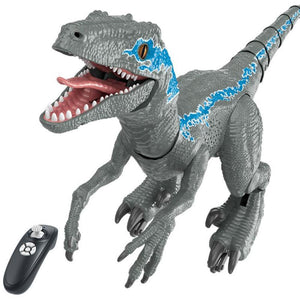 Grey Velociraptor Robot Dinosaur with Remote Control