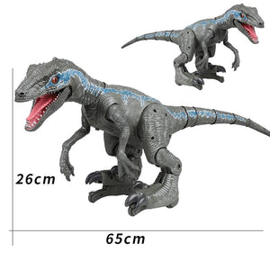 Grey Velociraptor Robot Dinosaur with Remote Control