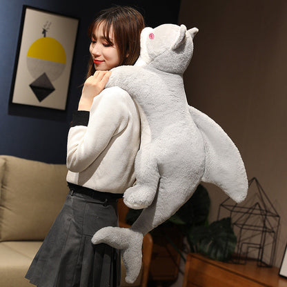 Kawaii Grey Half Cat Half Shark Combo Plushie